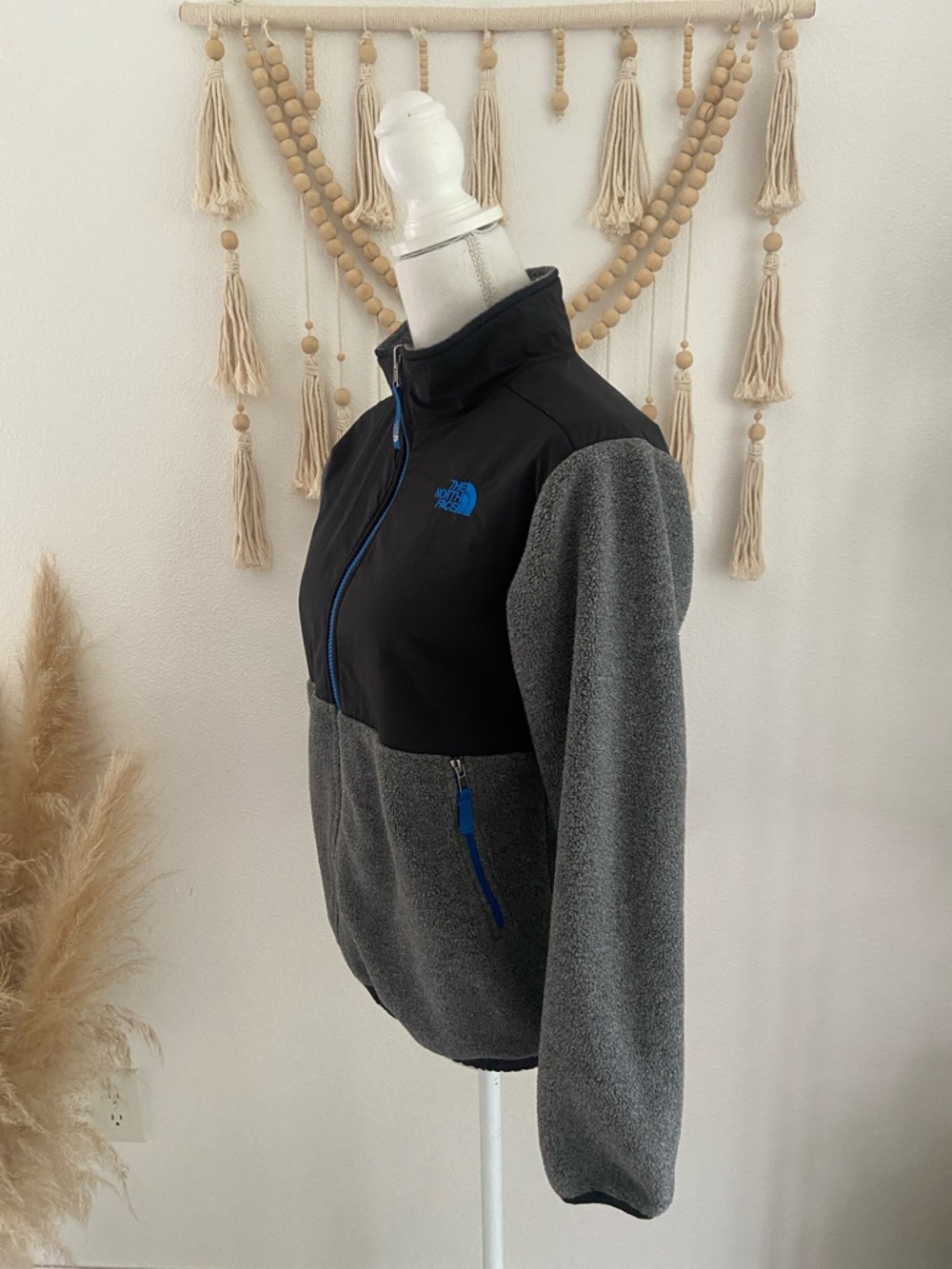 The North Face boys Denali Fleece zip up jacket grey black blue outdoor L 14/16 - Picture 4 of 16